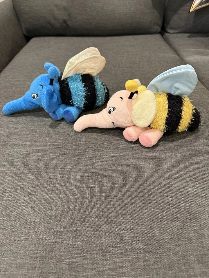 Rare Disneyland Winnie The Pooh Blue And Pink Heffalump Bee Bean Bag Plush 9" - Image 4 of 4