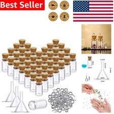 Mini Glass Bottles Jars 50pc 0.5ml Cork Stopper DIY Craft Wedding Favors Funnels