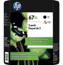 HP 67XL Black and Tri-Color Yellow, Cyan, Magenta Ink Cartridges Combo 3YP31BN