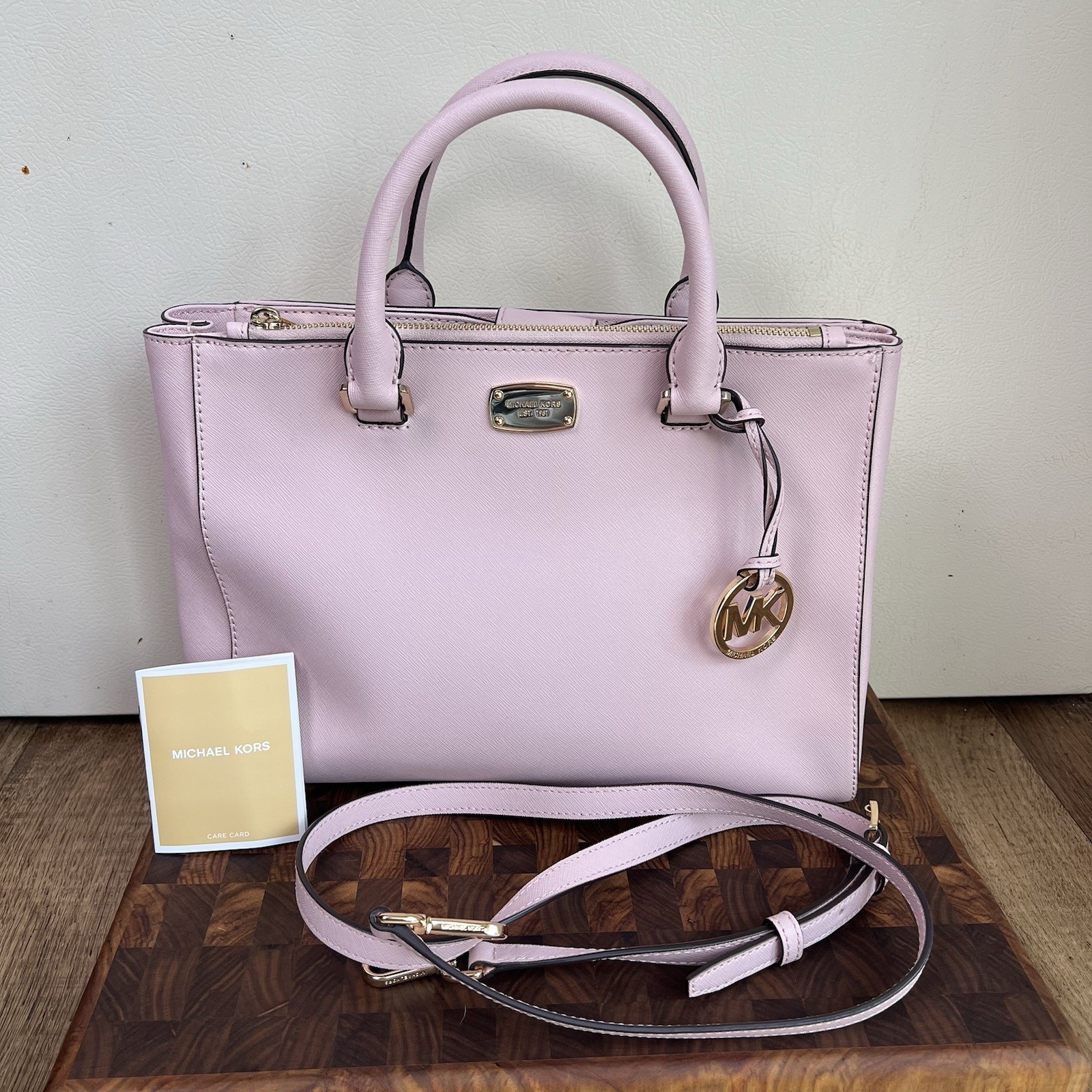 Michael Kors Kellen Medium Satchel Crossbody Bag Blossom Saffiano Leather NEW thumbnail 23