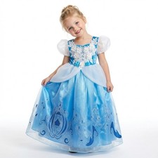 Girls Cinderella Inspired Blue Princess Costume Dress Size 5 