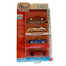 1:64 AUTO WORLD Deluxe 4-pack Camaro Firebird Mustang Corvette New Sealed