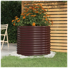 Garden Planter Galvanised Steel Brown 80x80x68 cm Raised Vegetable Deep Bed