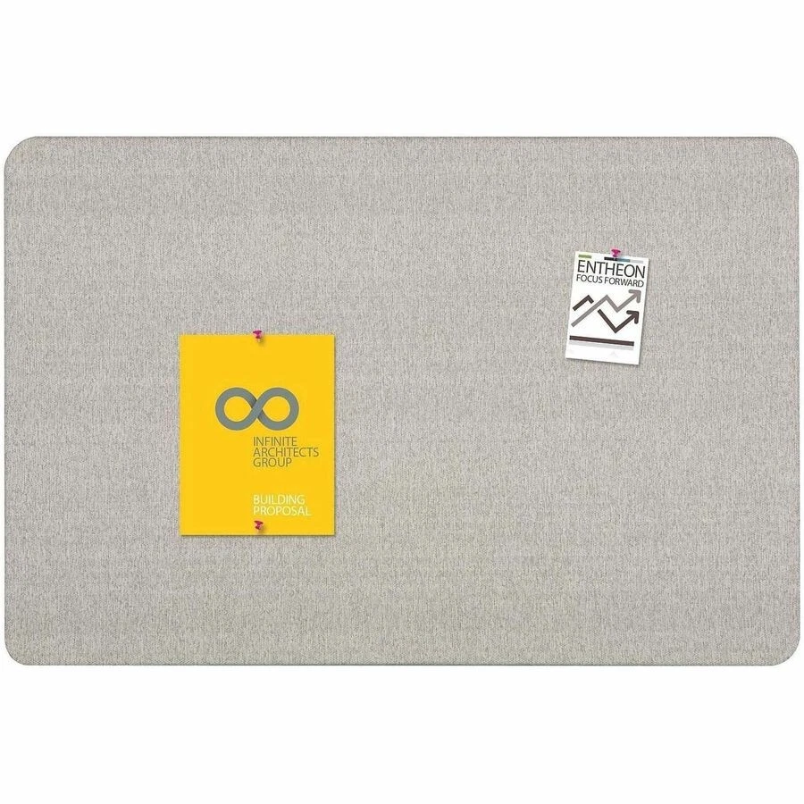 Quartet Oval Office Fabric Bulletin Board - 24" Height X 36" Width - Gray - Image 4 of 4