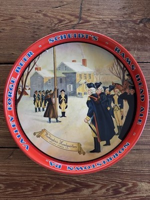Vintage Scheidt's Rams Head Ale Valley Forge Beer 11  Metal Tray - Norristown PA
