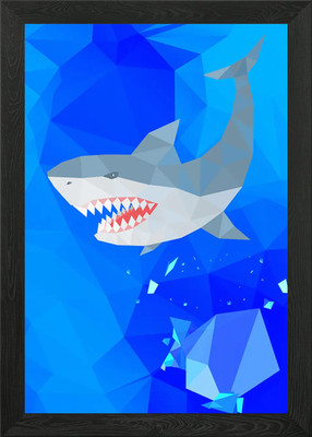Hai Fisch im Polygon Gerahmtes Wandbild Poster Leinwanddruck Bild