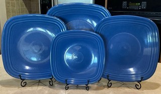 Lot of 4 RETIRED COLOR SAPPHIRE Fiestaware Square Dinner Plates
