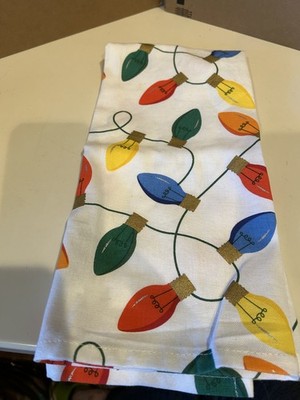 Stonewall Kitchen Christmas Dish Towel Christmas Lights 28 x 18'' NEW