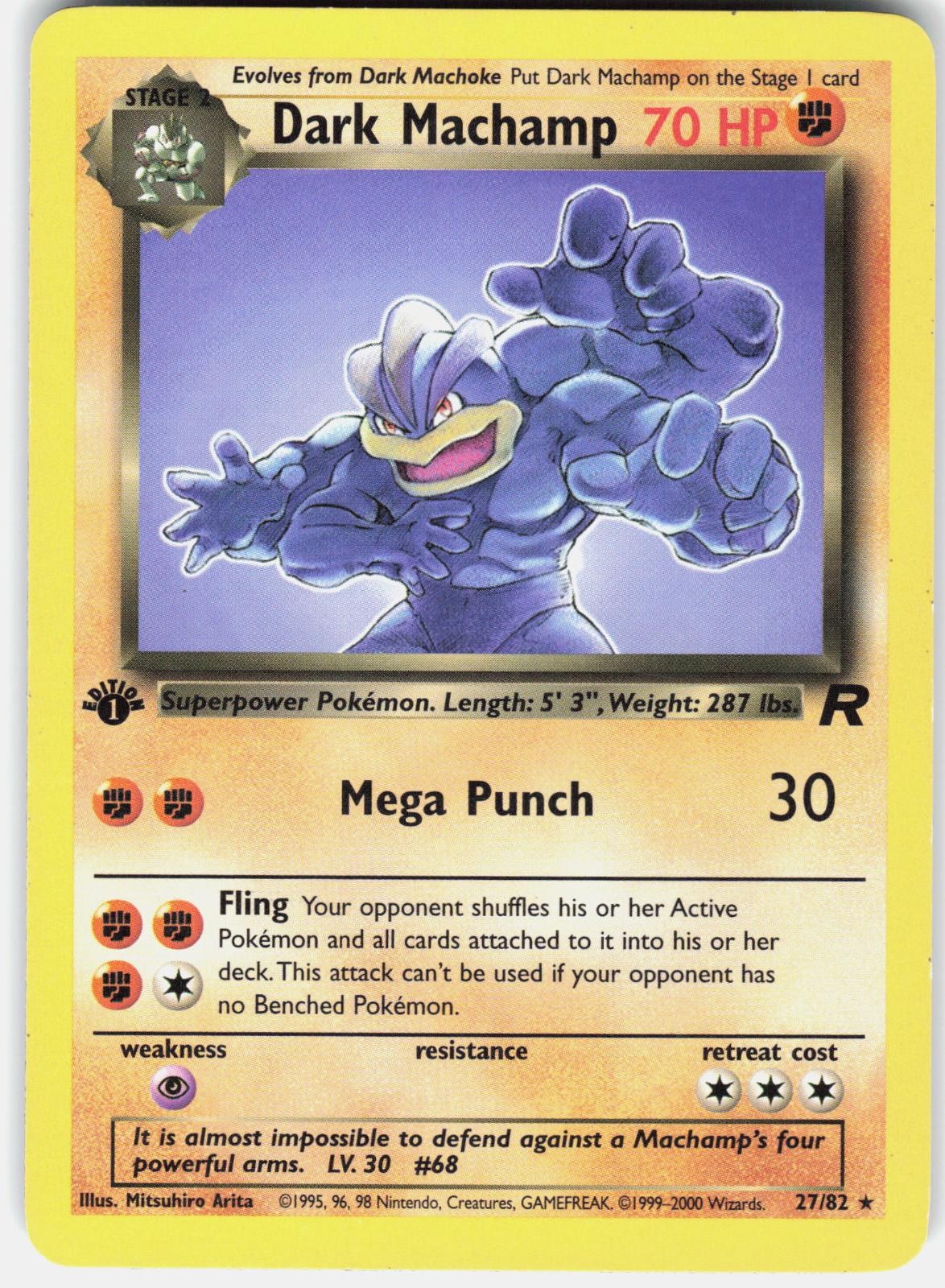 Pokemon Dark Machamp 27/82 Rare Team Rocket Pokemon 1st Edition Near Mint