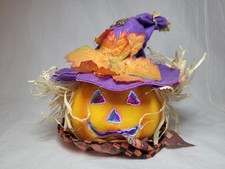 Fiber Optic PUMPKIN Vintage Halloween Decorat...