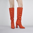 Women's Pointed toe Chunky High Heel Knee High Boots Rhinestone Party Shoes US9 — photo 1