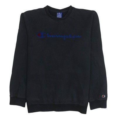 Champion Herren Schwarz XL Pullover Sweatshirt Rundhals Logo Baumwolle