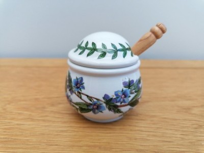 Portmeirion Botanic Garden Senftopf mit Holzlöffel Vintage Marmeladentopf sehr guter Zustand