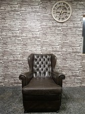 Chesterfield Chair - Quality Extra Comfy Retro Coffee Leather Wing High Back...