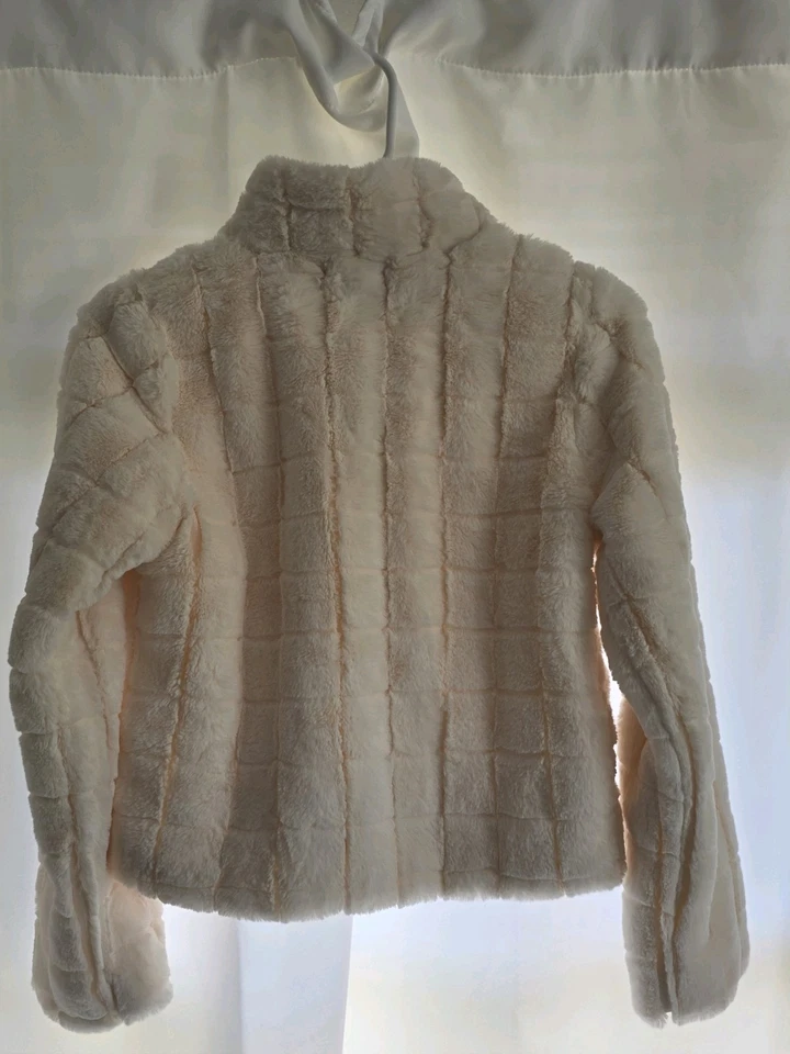 Chaqueta elegante con cremallera de piel sintética crema marfil XL/16 para niñas - Nueva con etiquetas puntada y pino niñas Foto 3 de 4