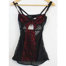 Seven Til Midnight Womens Lingerie Small Bustier Black Red Womens Lace Nightware