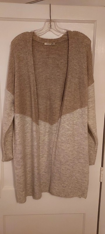 DEX brown Beige Open Cardigan Long Sz L
