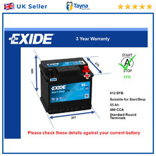 EFB Battery fits SKODA KAMIQ ENYAQ SCALA FABIA RAPID Stop Start 012 EFB