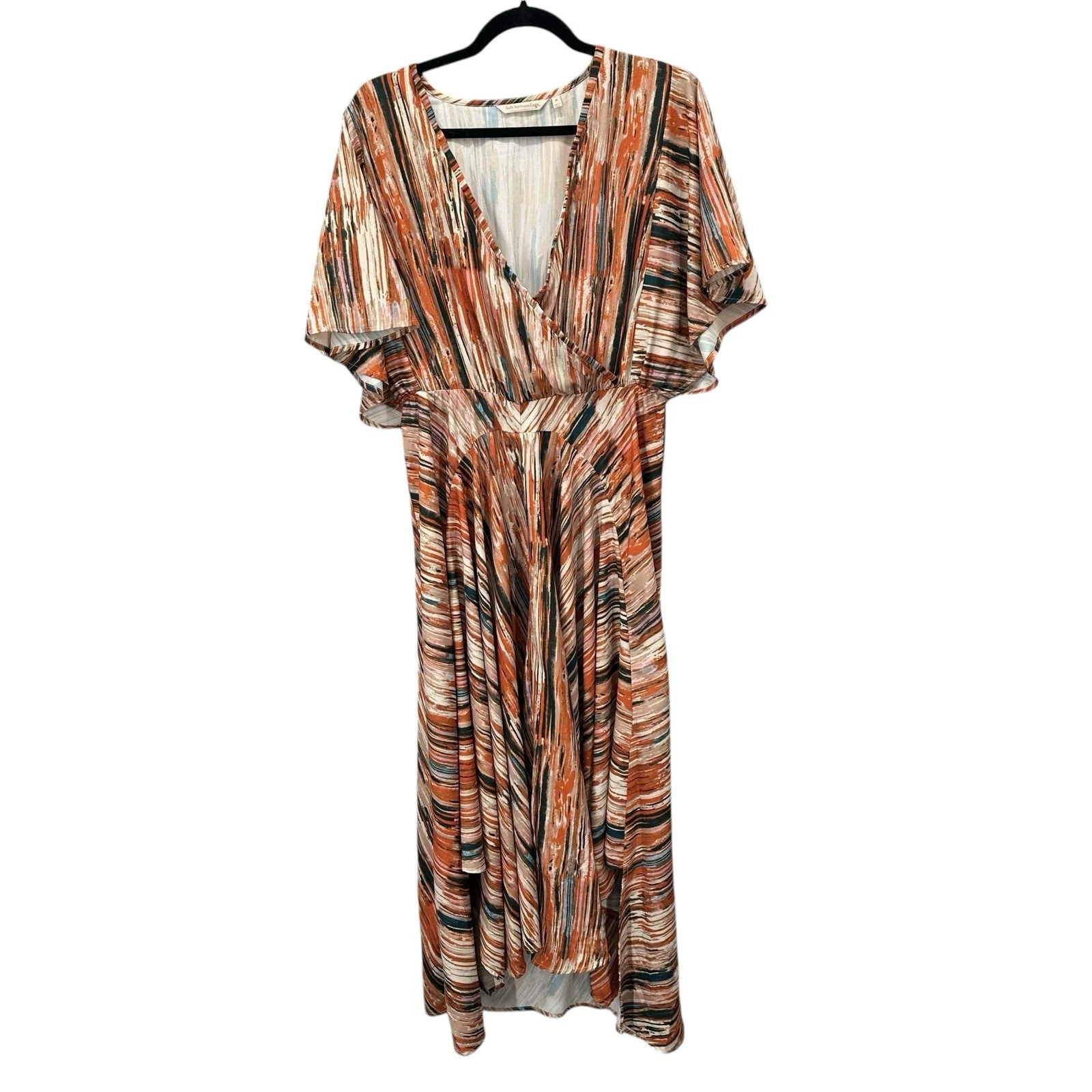 VETEMENTS Abito donna Cyra midi morbido Dintorni righe dipinte avvolgente leggero M