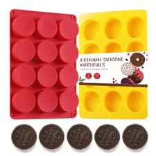 2PCS Silicone Cookie Chocolate Molds, Vituer 12-Cavity Round Silicone