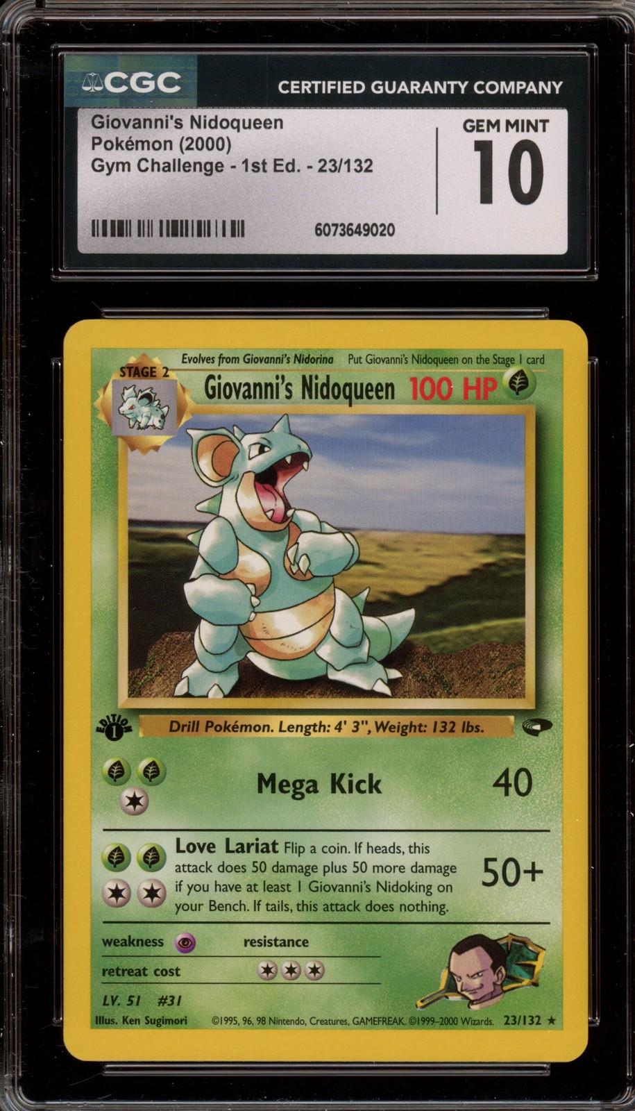 Pokemon Giovanni's Nidoqueen Gym Challenge 1st Ed Rare #23 CGC 10 Gem Mint
