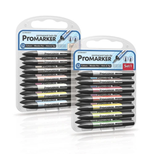 Letraset Promarker Pen 24 Pen Set + 2 Blenders PMT1 + PMT2