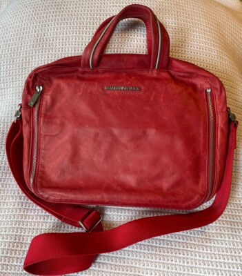 MANDARINA DUCK Red Leather Tablet Messenger Bag Crossbody-NICE