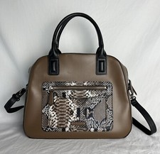 Borsa donna Bowler Vera Bradley borsetta caffè marrone con stampa pitone