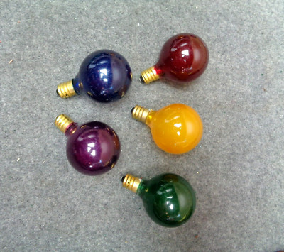Round Ball Globe Replacement Bulbs -Multicolor C7 Base -Lot of 5