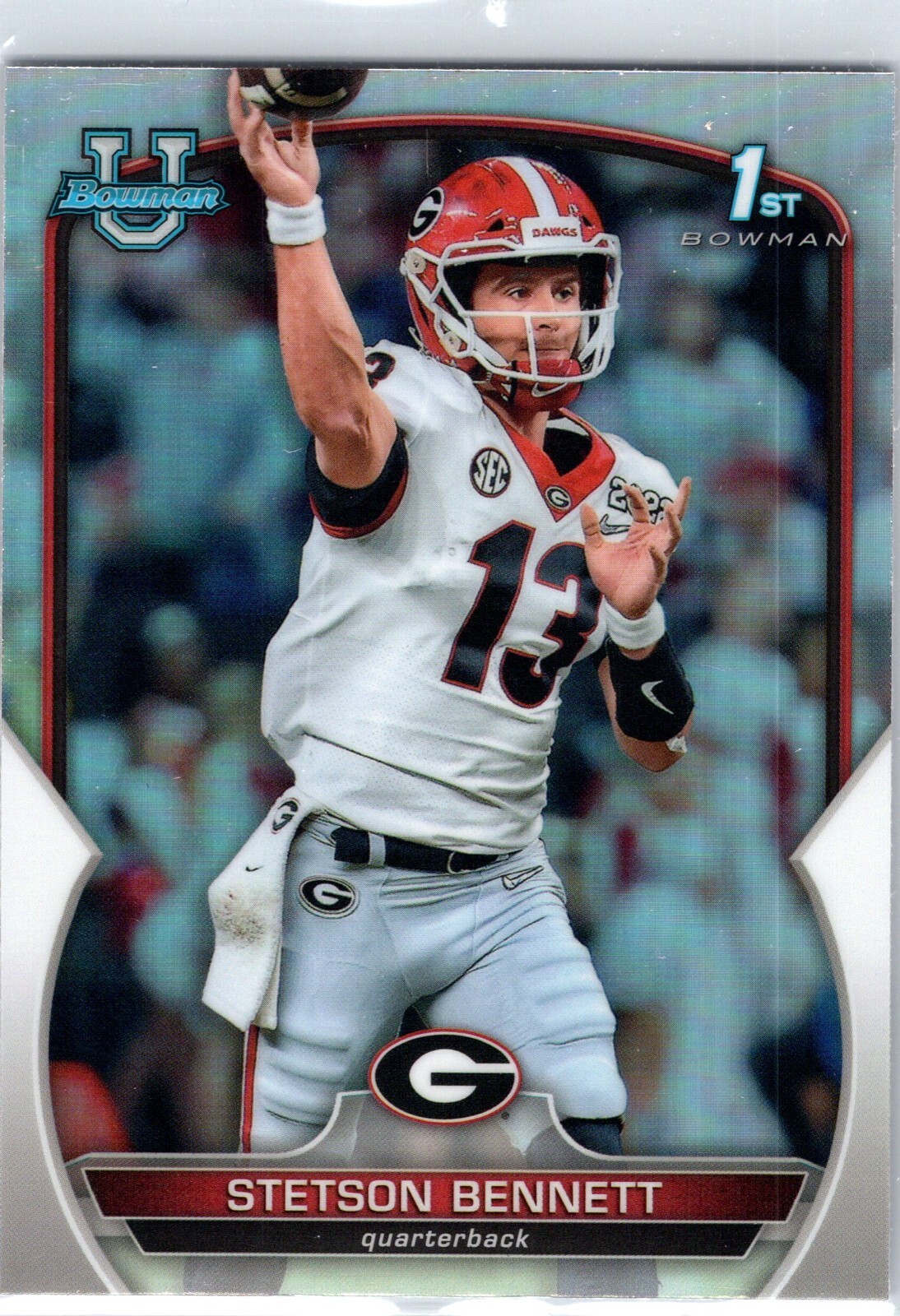 2022 Bowman University 39 Stetson Bennett 1st Chrome Georgia Football Card