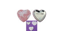 High Quality 100 Sets Heart Shape Button Parts Shell Mylar Metal Pin Back DIY
