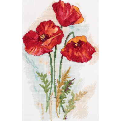 Panna Kreuzstich Set ''Aquarell Mohnblumen'', Zählmuster, 19x26cm