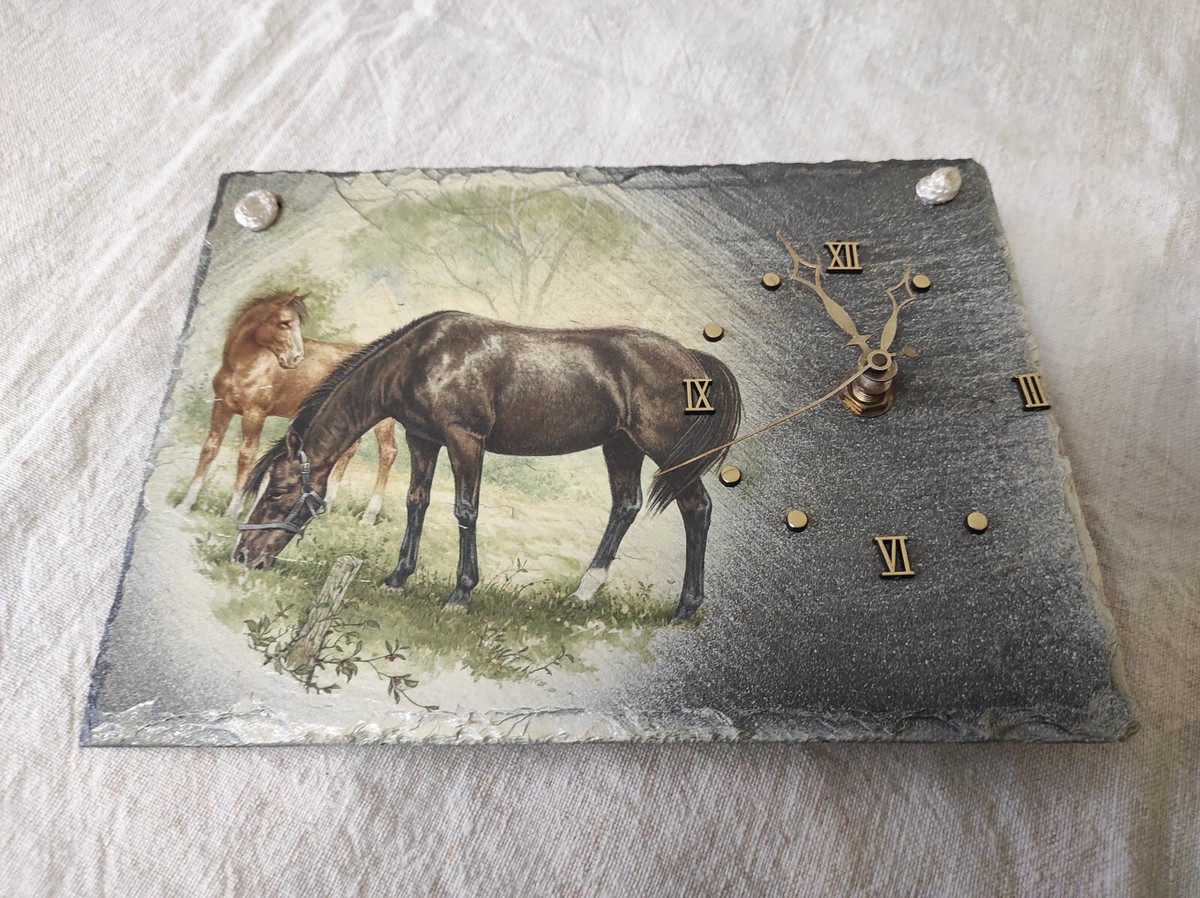 Ardoise De Menu Ancienne Avec Horloge à Quartz - Bois Multicouleur - Occasion
