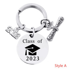 Graduation Season Key chain Pendant Vintage Stainless Steel Bag Keyring Ornament