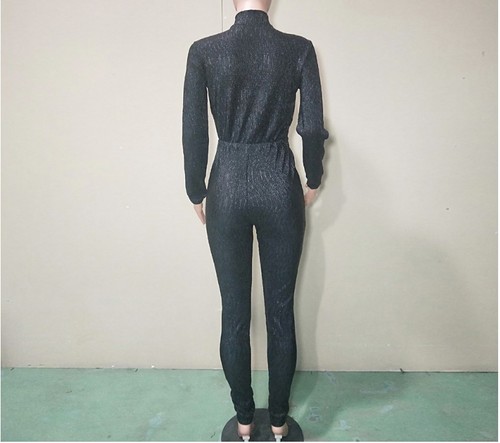 Women-Front-Zipper-Shinny-Long-Sleeve-High-Waist-Catsuit-Playsuit-Jumpsuit-R1
