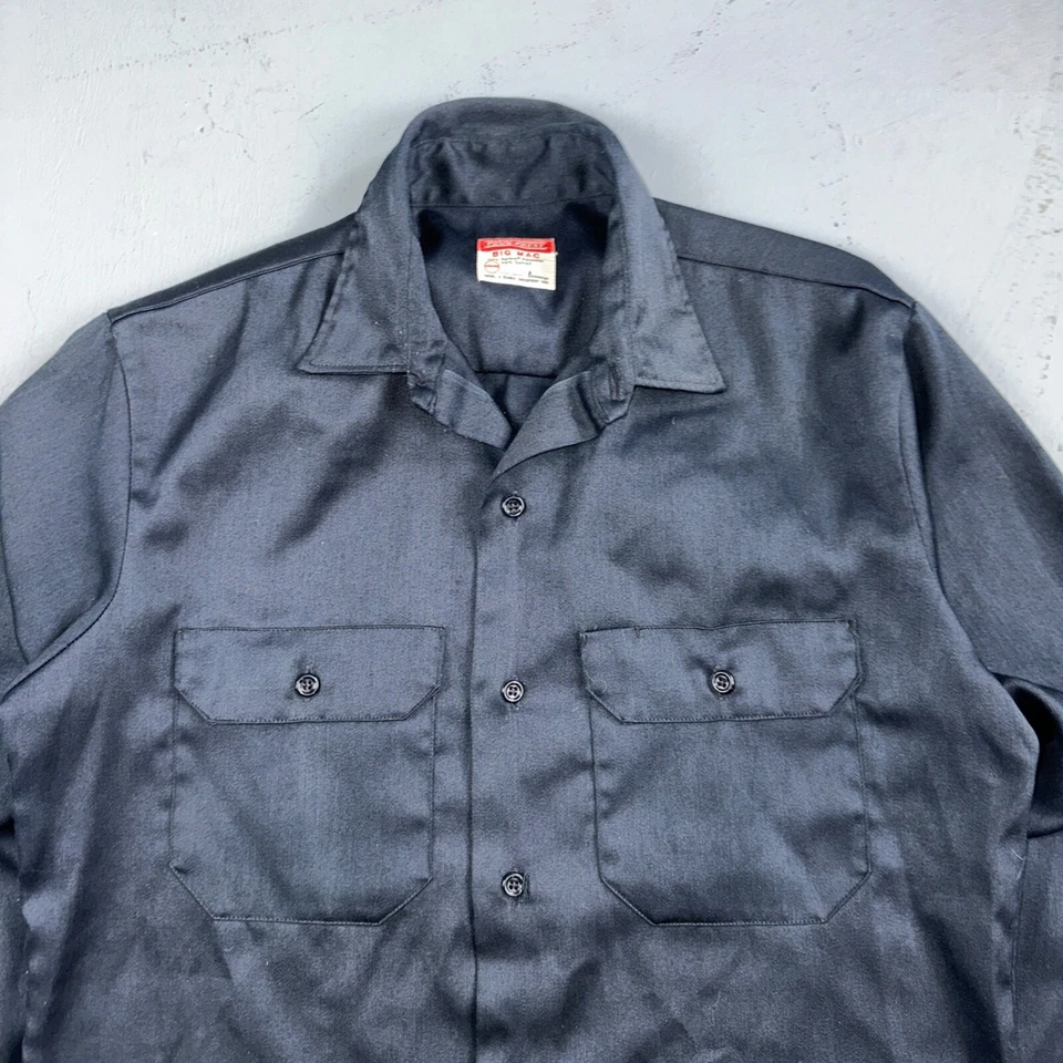 Vintage Penneys Big Mac Shirt Dark Navy Blue 70s 1970s 50/50 JC Penney - Image 2 of 4