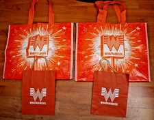 Lot of 4 Whataburger Bags (2) Reusable Totes Bags 17x14x9 & (2) Gift Bags 10x8x5
