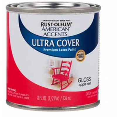 Rustoleum Ultra Cover Apple Red Gloss 8 oz Wood Metal Plaster Masonry