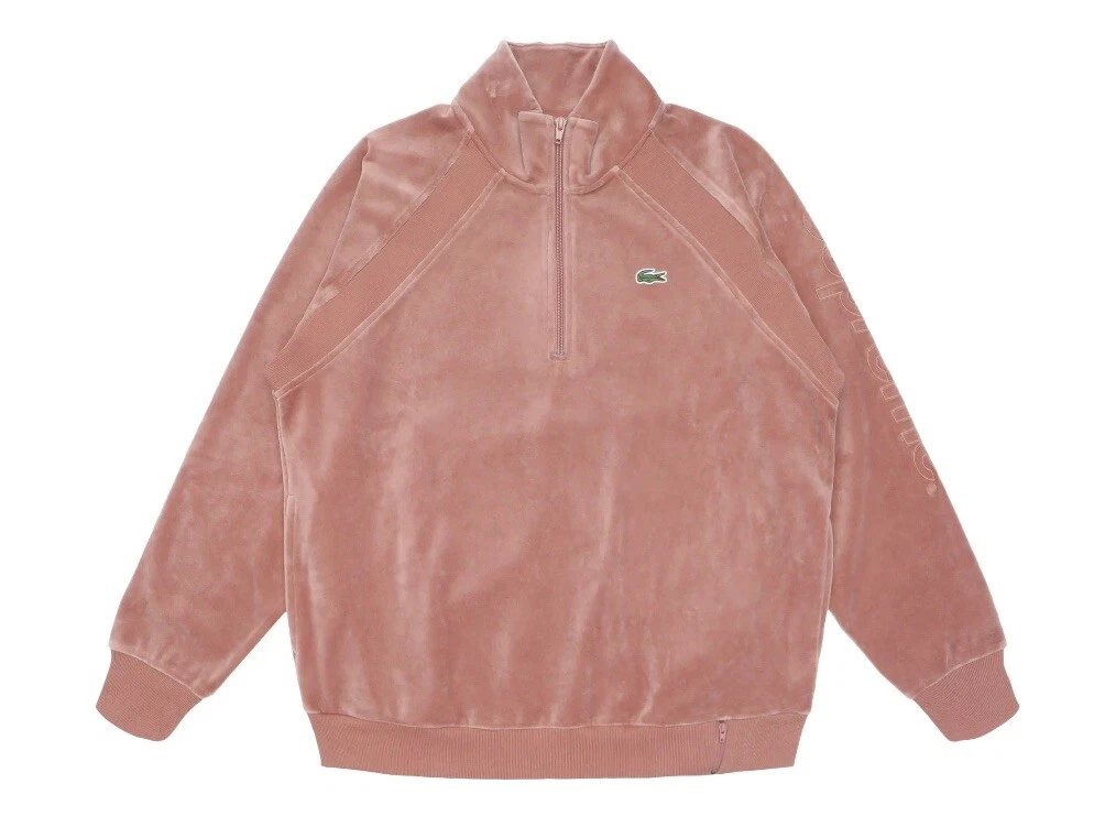 Supreme x Lacoste velours demi zip haut marron