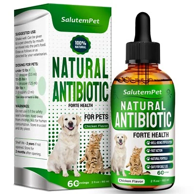 SALUTEMPET Dog & Cat Herbal Antibiotics | Skin, Urine, Breathing Aid | 2 Oz