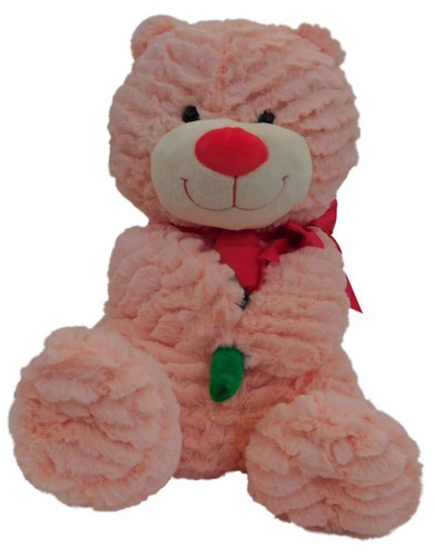Sweet Sprouts Soft Ribbed Pink Teddy Bear 13" Stuffed Animal Love Pal Plush - 第 1/1 張圖片