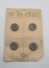 Vintage Le Chic Metal Twinkle Buttons Silver Tone