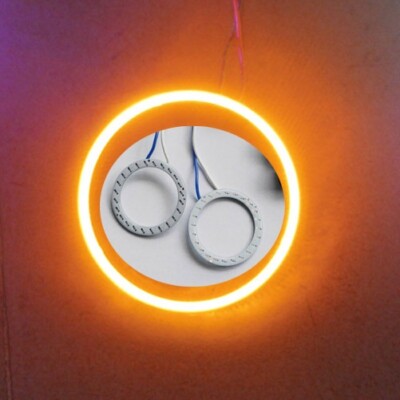 Bright Amber 2X Mini COB LED Angel Eyes Halo Ring Light 50mm 5Watt 30leds 9-24V