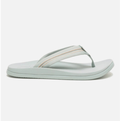 Chaco Womens Chillos Flip Flop Sandals Slip On Stripe Strap Sadie Aqua Gray Size