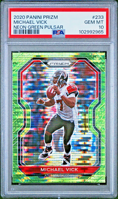 #ad 2020 Panini Prizm Michael Vick Neon Green Pulsar PSA 10 Atlanta Falcons $119.99
