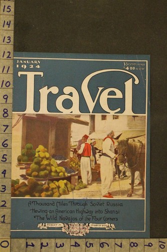 1924 BALKAN MARKET FRUIT VENDOR EUROPE HORSE TRAVEL MAG ORIGINAL COVER ART VY52