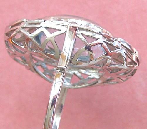 NACHLASS ART DECO 10ct OVALER AQUAMARIN 1,25ctw MEIN DIAMANT PLATIN COCKTAIL RING - Bild 12 von 15