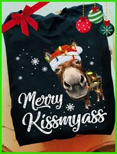 Funny Merry Kissmyass T-Shirt Black Short Sleeve