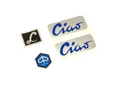 ADESIVI AUFKLEBER BLU PIAGGIO CIAO LUSSO SERBATOIO PARAFANGO STEMMA 4 PEZZI