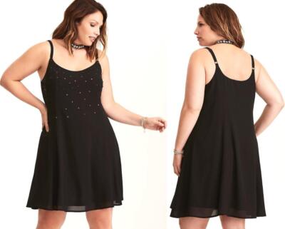 New 2X 18/20 Torrid Black Georgette Special Occasion Embellished Cocktail Dress